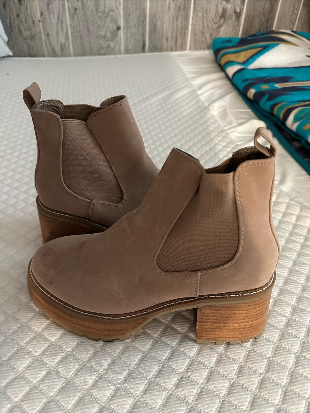 MIA Taupe Block Heel Boots - Women